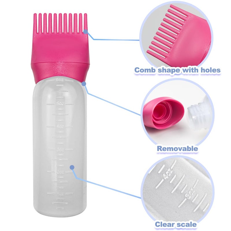 ELANE 4 Pack Hair Oiler Comb Bottle,Root Comb Applicator Bottle for Hair Oil Scalp Hair Oiling Applicator(Grey+Red) - Image 3